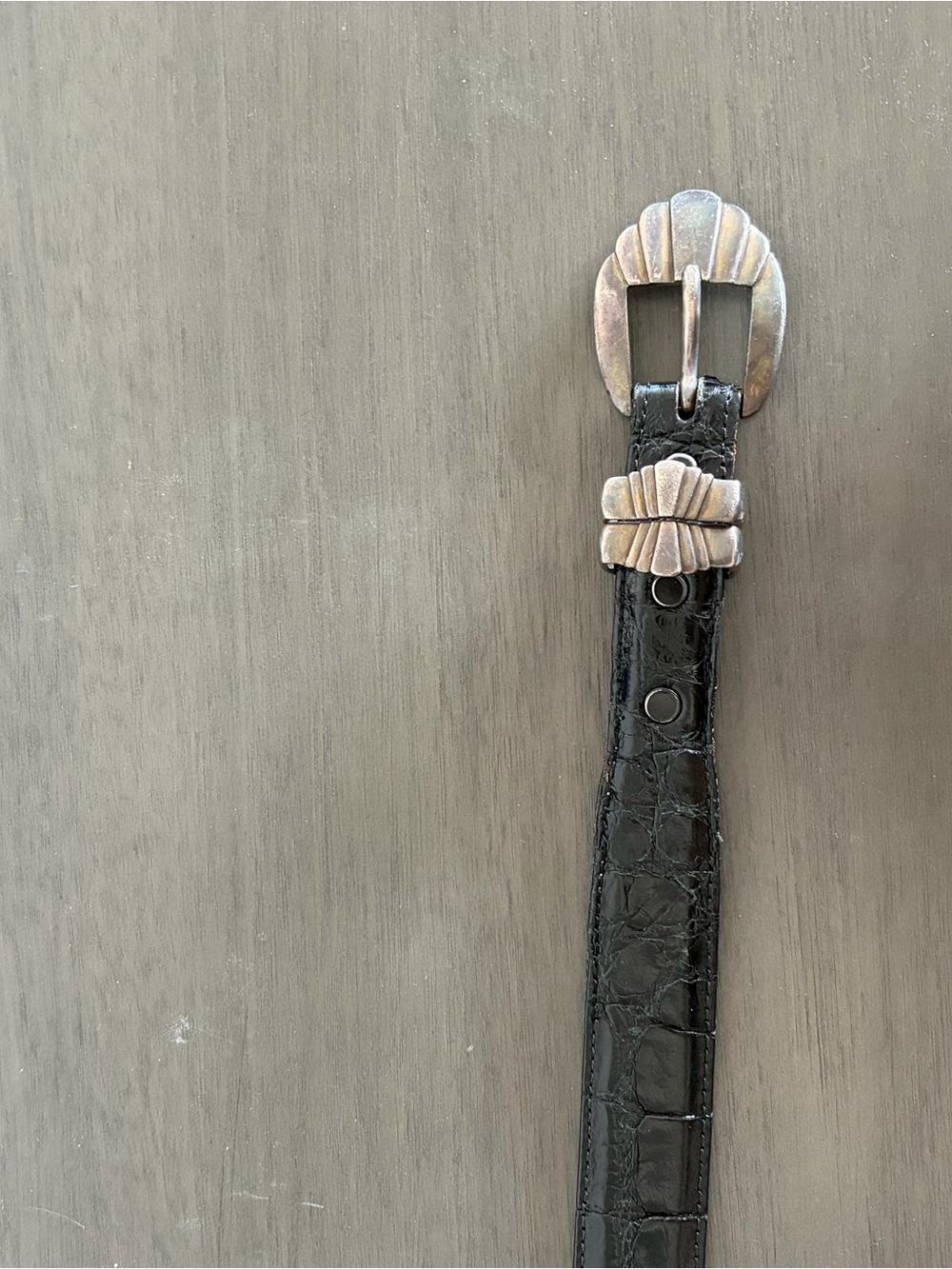 Alexander Kalifano .925 Solid Sterling Silver Black Alligator Belt 40 A7010